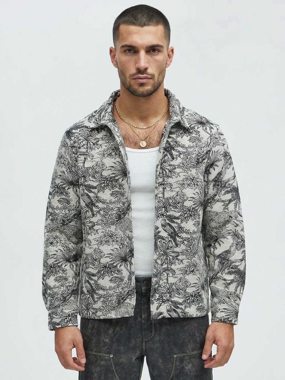 Fashion Nova "Even Better" Tapestry Overshirt — Men's Large